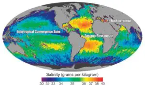 salinity describe the general distribution of salinity in the oceans UPSC IAS factors affecting salinity of ocean water