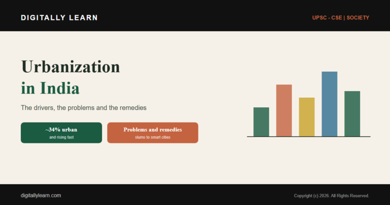 Urbanization in India: Causes, Problems and Remedies