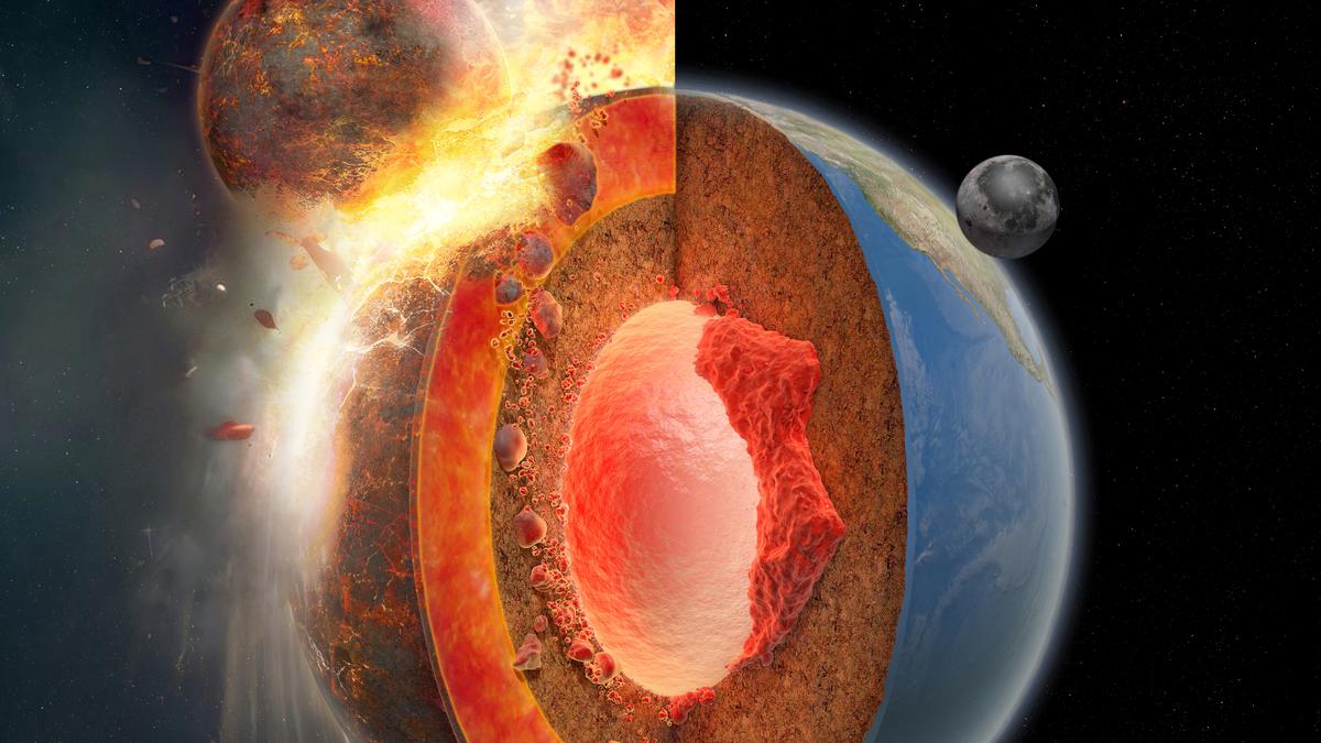 Relics of huge primordial collision reside in Earth’s deep interior