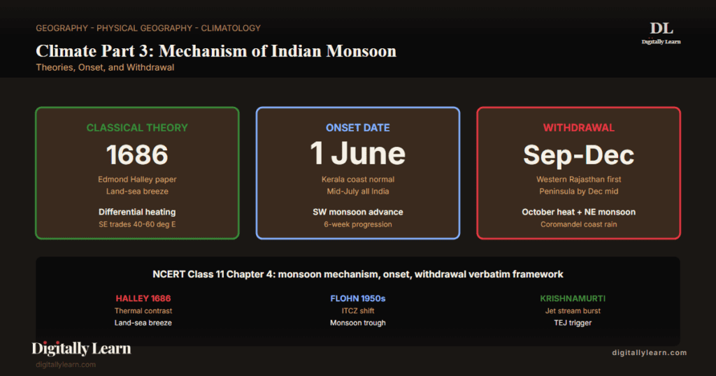 Climate Part 3: Mechanism of Indian Monsoon (Theories, Onset, Withdrawal)