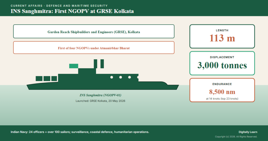 INS Sanghmitra: First Next-Generation Offshore Patrol Vessel Launched at GRSE Kolkata (May 2026)
