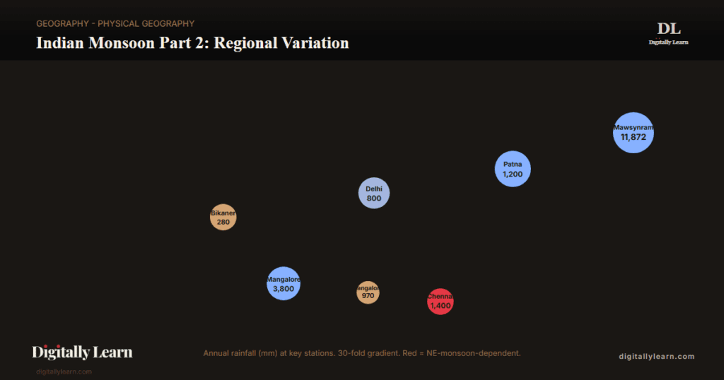 Indian Monsoon Part 2: Regional Variation, Northeast Monsoon, and Spatial Distribution