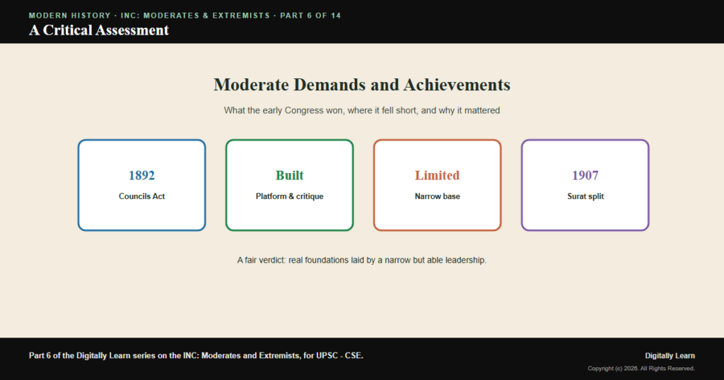 Moderate Demands, Achievements and a Critical Assessment