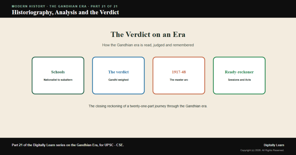The Gandhian Era: Historiography, Analysis and the Verdict