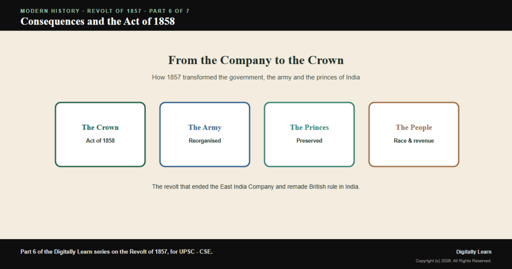 Consequences of the Revolt of 1857 and the Government of India Act 1858