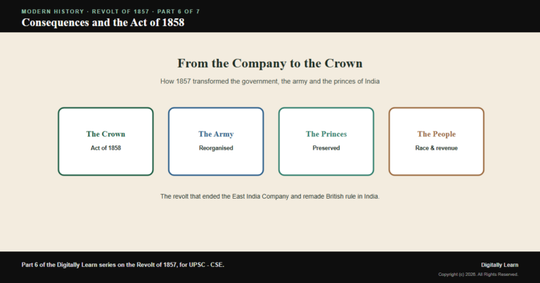 Consequences of the Revolt of 1857 and the Government of India Act 1858