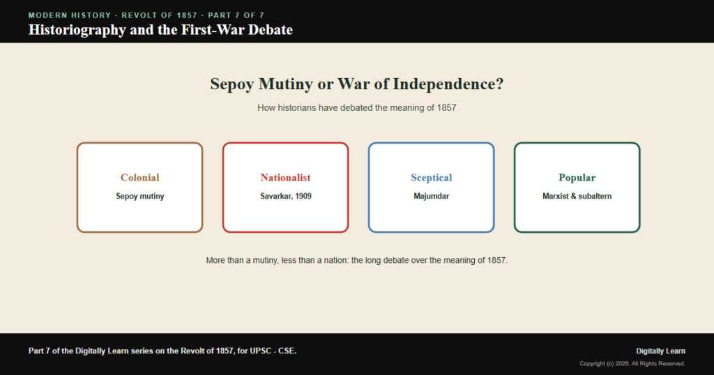 The Historiography of the Revolt of 1857: Sepoy Mutiny or First War of Independence?